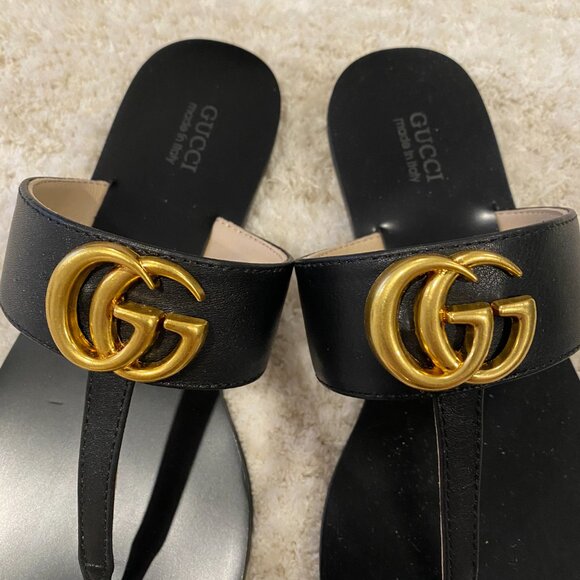 Gucci Leather Thong Sandal with Double G - Picture 3 of 5